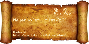 Mayerhofer Kristóf névjegykártya